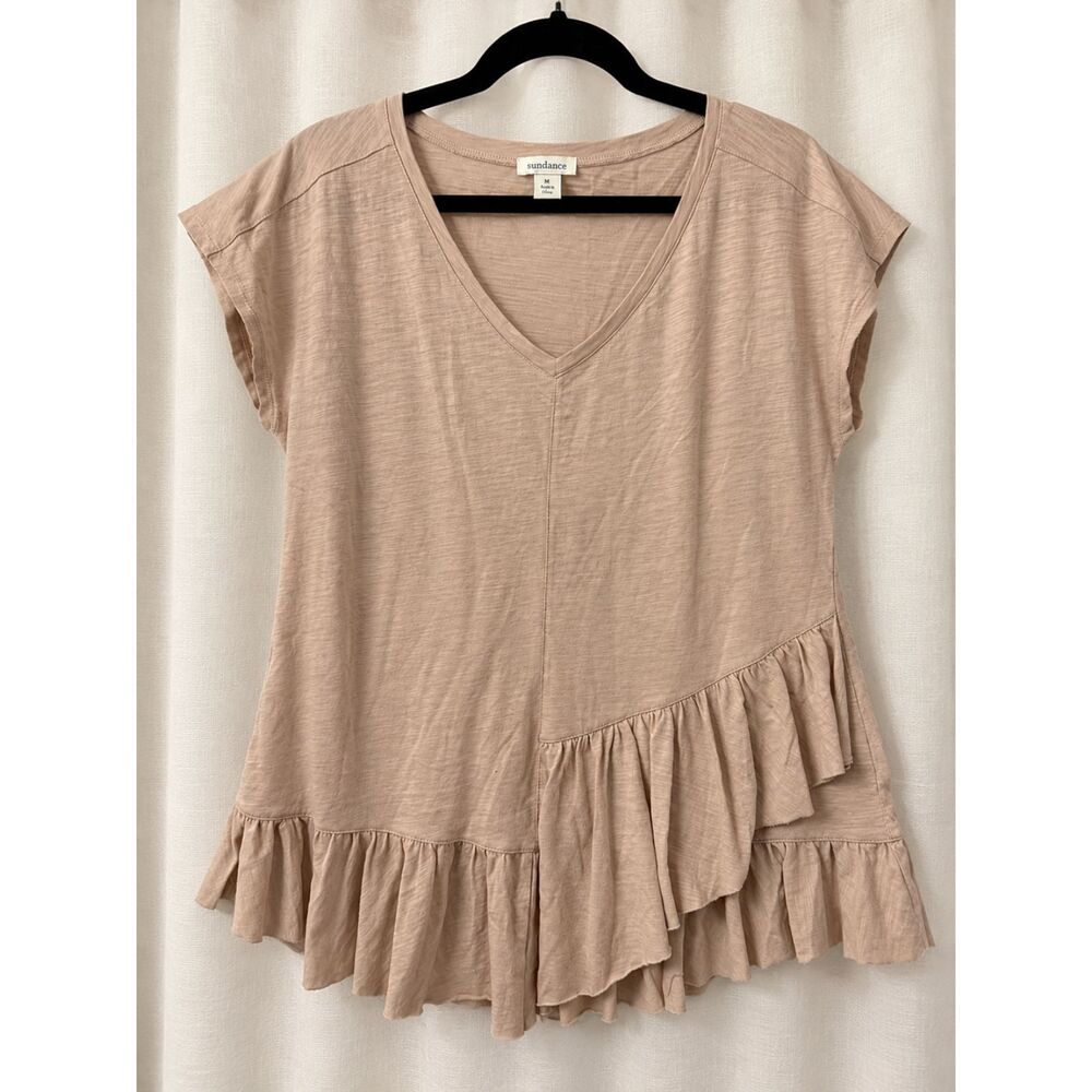 Sundance taupe ruffle top M